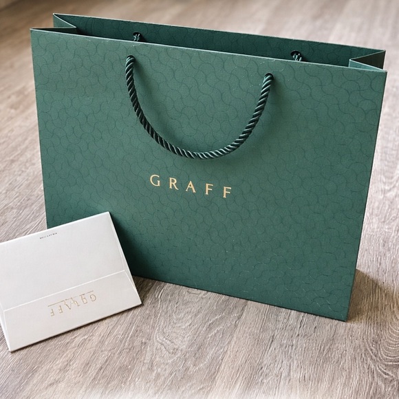Graff Luxury Shopping Bag + Authentic Booklet SetEmerald Green Gift Packaging